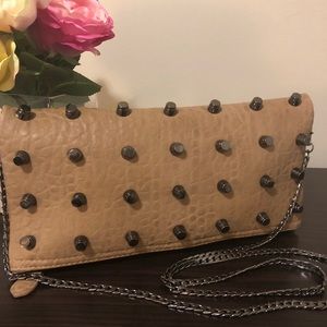 Faux Leather Studded Crossbody/Clutch Handbag